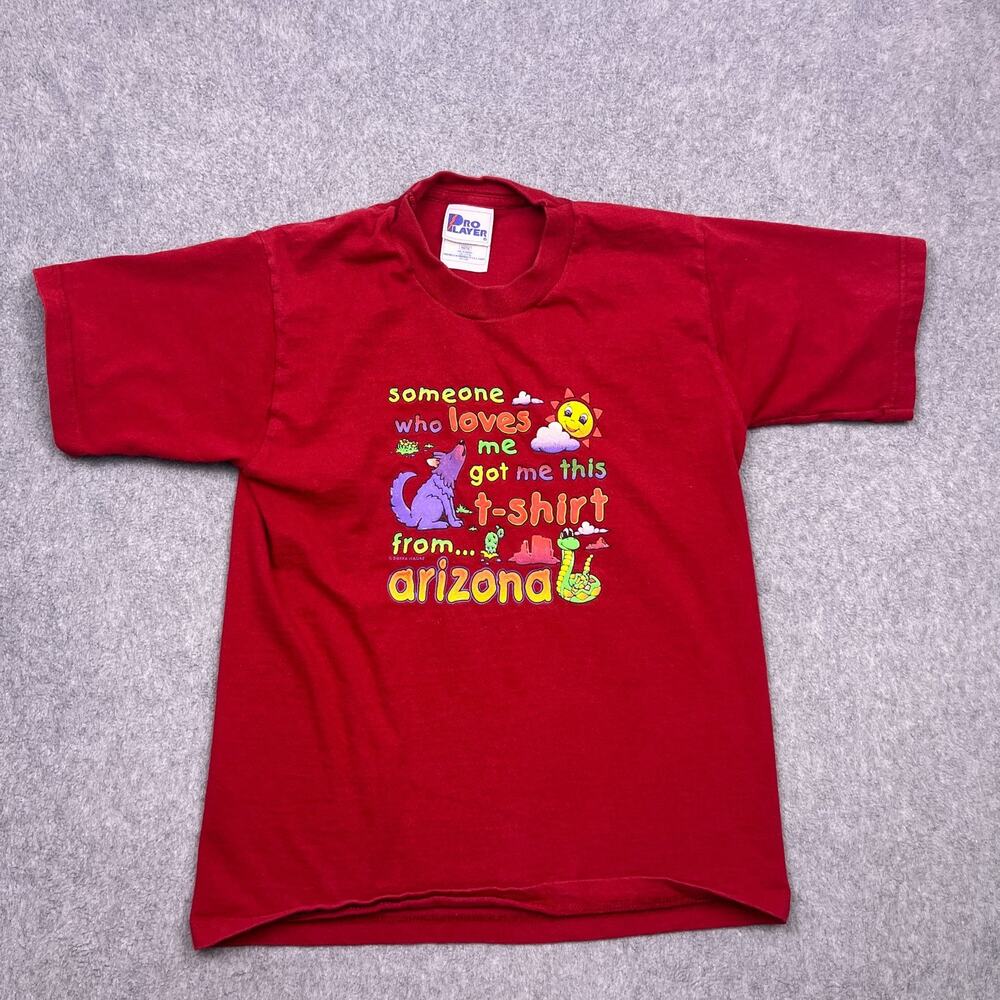 Vintage Pro Player Arizona Graphic T-Shirt Boys (10-12) Red‎ Cotton